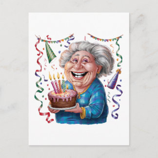 Oma Geburtstag mit großem Lächeln Einladungspostkarte