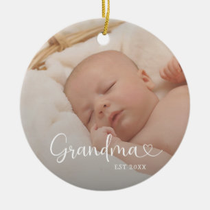 Oma gegründet 2 Baby-Foto süßes Herz Keramik Ornament