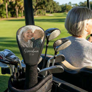 Oma gegründet Foto Weiße Schrift Text Golf Headcover