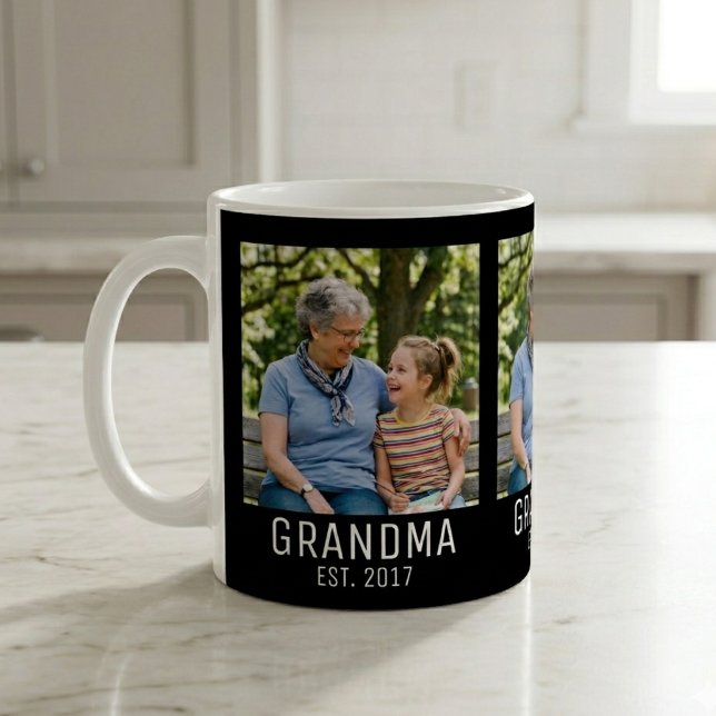 Oma gegründet Script Schwarz 3 Foto  Kaffeetasse (Von Creator hochgeladen)