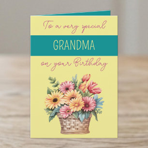 Oma Gerbera Gelb Türkis Geburtstag Karte