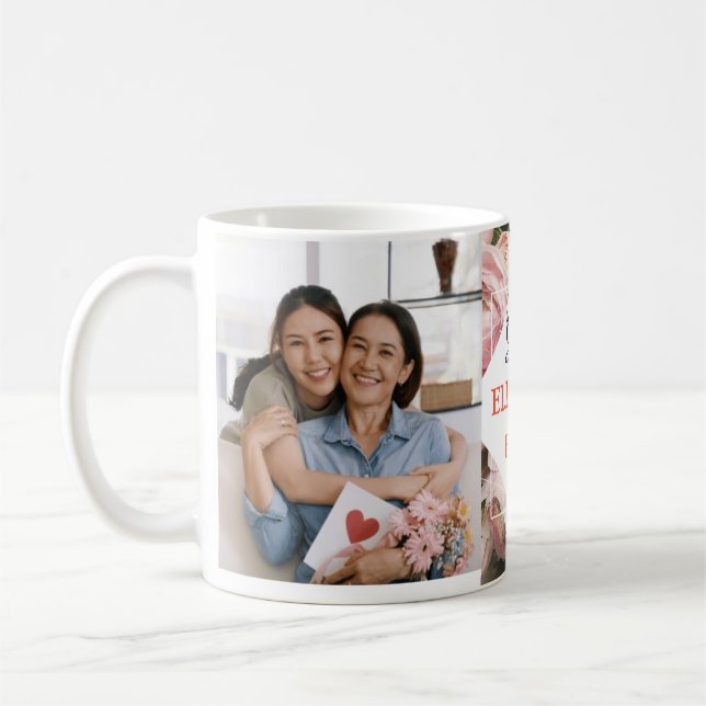 Oma Geschenk 2 Foto Rosa Girl Aquarell Blütenfarbe Kaffeetasse (Links)