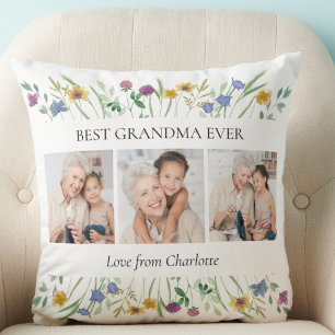 Oma-Geschenk 3 Fotos Floral Kissen