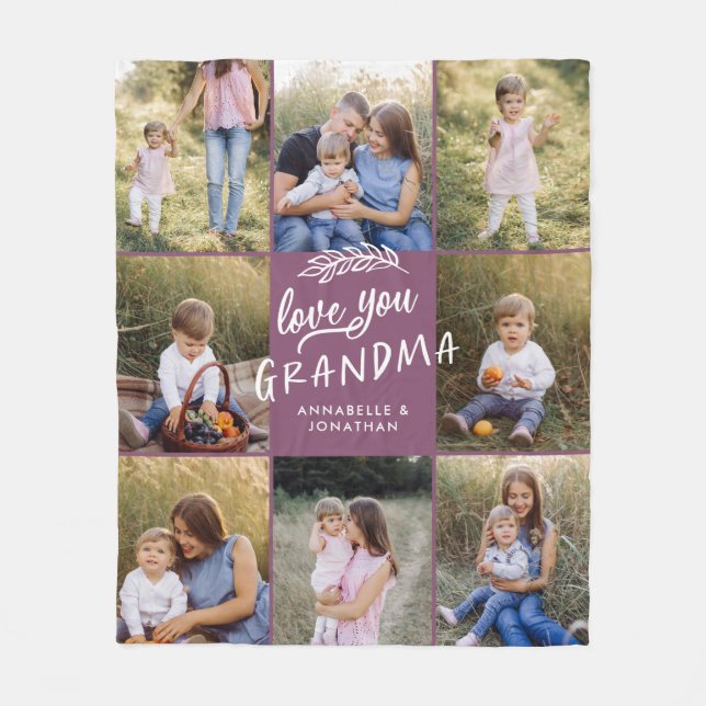 Oma-Geschenk 8 Foto Enkelkind ganz einfach lila Fleecedecke (Vorderseite)