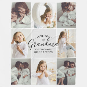 Oma-Geschenk 8-Foto Individueller Text Personalisi Fleecedecke