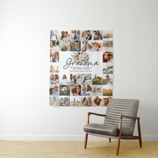 Oma Geschenk Multi-Foto schöne Blumen Wandteppich (Beispiel)