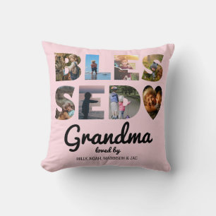 Oma gesegnet Foto Collage Personalisiert rosa Kissen