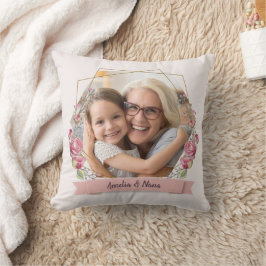 Oma Gift Foto Pink Girly Mother Day Kissen