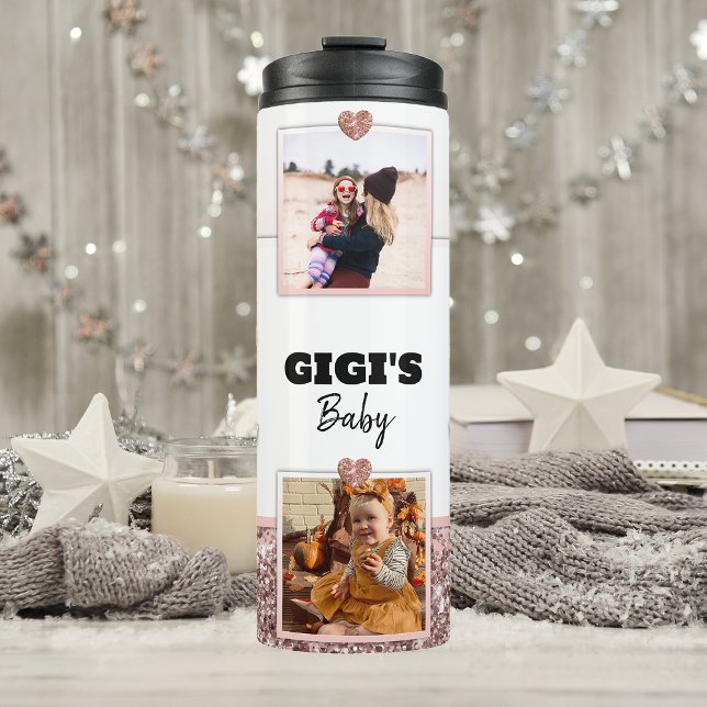 Oma Gift Gigi Foto Rose Gold Personalisiert Thermosbecher (Von Creator hochgeladen)