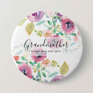 Oma Gift - Hübsch Pflaumenrosa Blume Persönlich Button