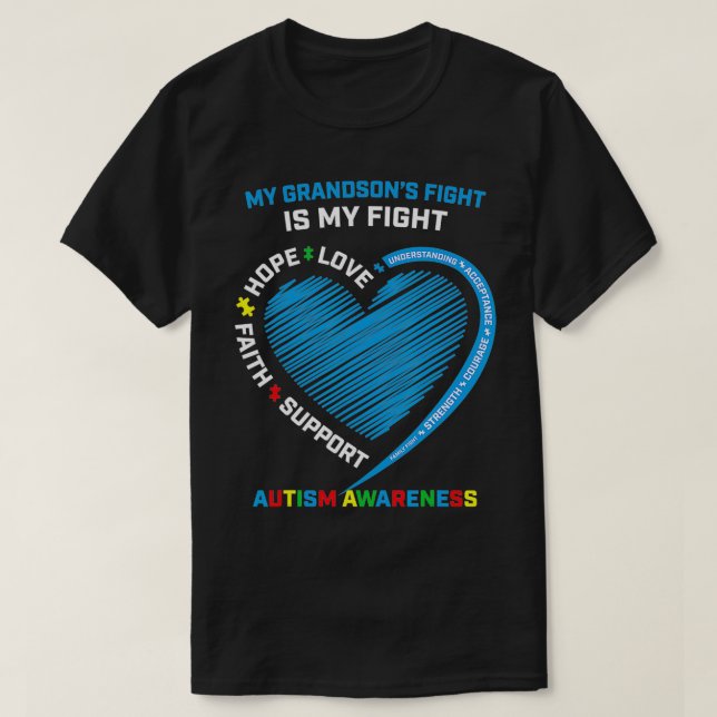 Oma Grandpa Blue ist mein Kämpfer Oma Autismus A T-Shirt (Design vorne)