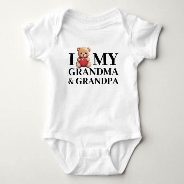 Oma Grandpa Teddy Bear Liebe Baby Strampler (Vorderseite)