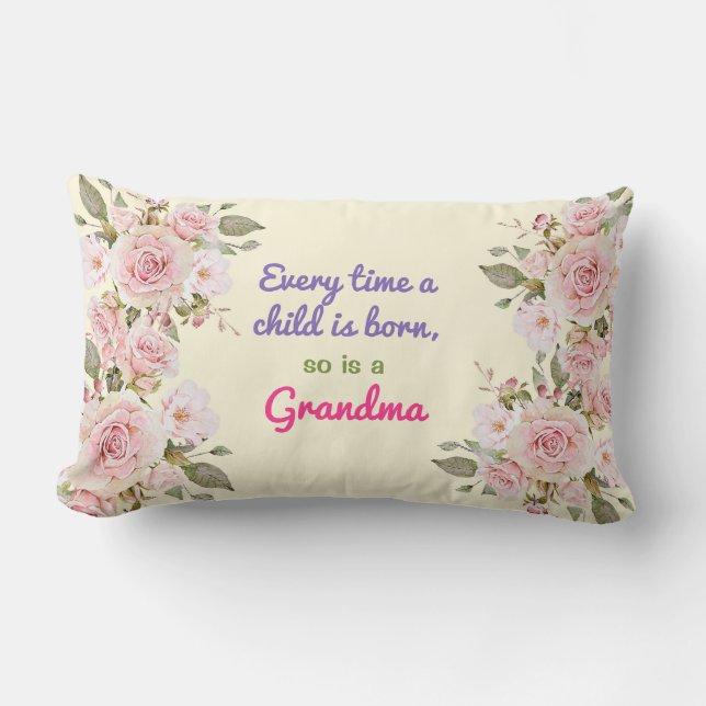 Oma Grandpa Wasserfarbe Blume Fluss Scene Lendenkissen (Vorderseite)