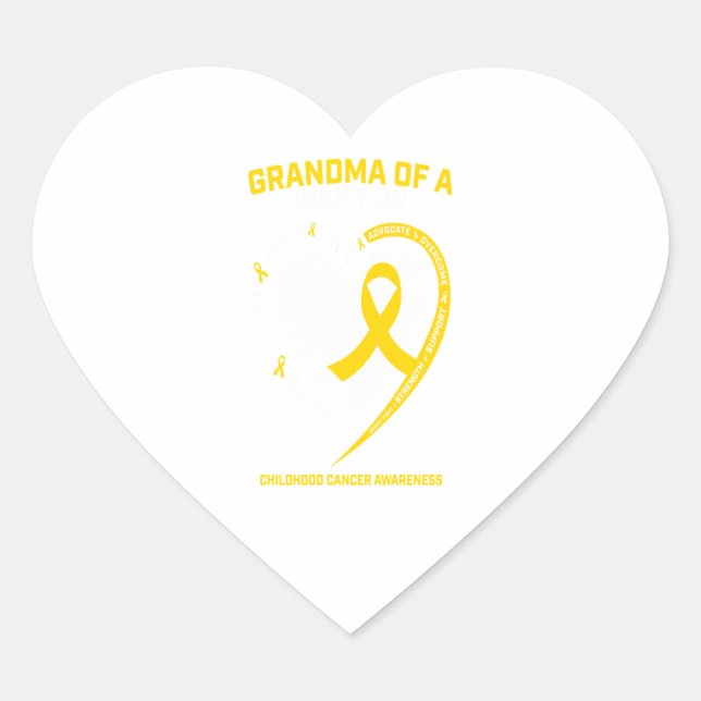 Oma Grandson Grandtochter Kinderkrebs Aw Herz-Aufkleber (Vorderseite)
