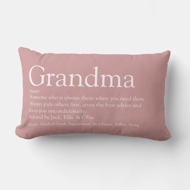 Oma Granny Definition Dusty Rose Rosa Lendenkissen (Vorderseite)
