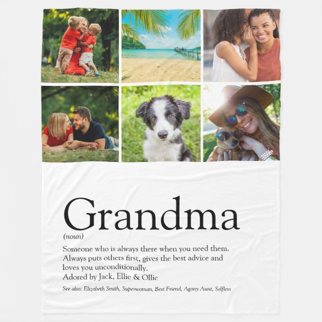 Oma Granny Definition Foto Collage Fleecedecke (Vorderseite)