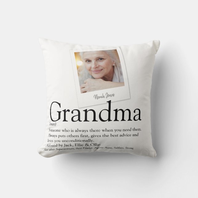 Oma Granny Großmutter Definition Modernes Foto Kissen (Vorderseite)