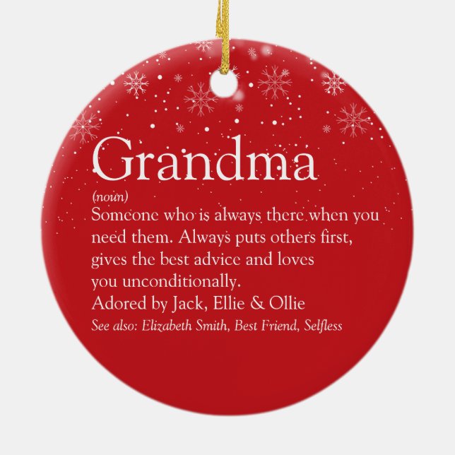 Oma Granny Nana Definition Foto Keramik Ornament (Hinten)