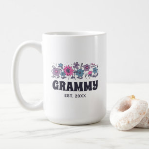 Oma Groovy Flower Retro Vintage Floral Benutzerdef Kaffeetasse