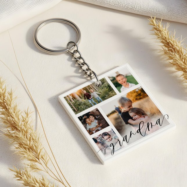Oma | Großkinder-Fotos - Sondermeldungsschlüssel Schlüsselanhänger (Grandma | Grandchildren Photos Special Message Key Keychain)