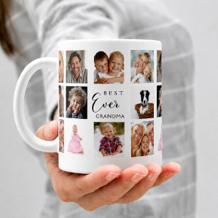 Oma Großmutter Foto-Collage weiß schwarz Kaffeetasse