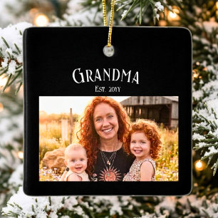 Oma Gründungsjahr Foto Schwarz Keramikornament