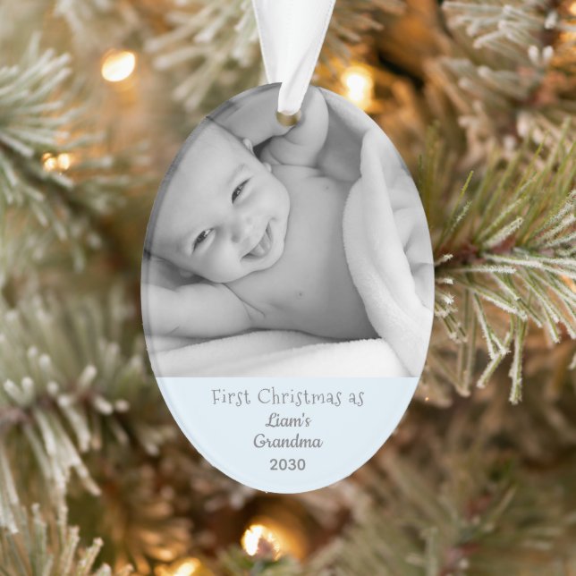 Oma GSon 1. Weihnachts Personalisierter Foto Name Ornament (Baum)