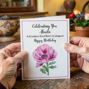 Oma Happy August Geburtstag Purpur Mohnblume Karte