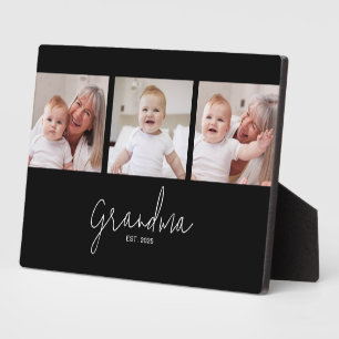 Oma hat elegantes, fettes, schwarzes 3-Foto einger Fotoplatte