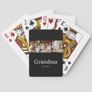 Oma hat modernes Skript 3 Foto eingerichtet Spielkarten