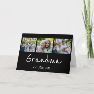 Oma hat modernes Skript Schwarz 3 Foto eingerichte Dankeskarte