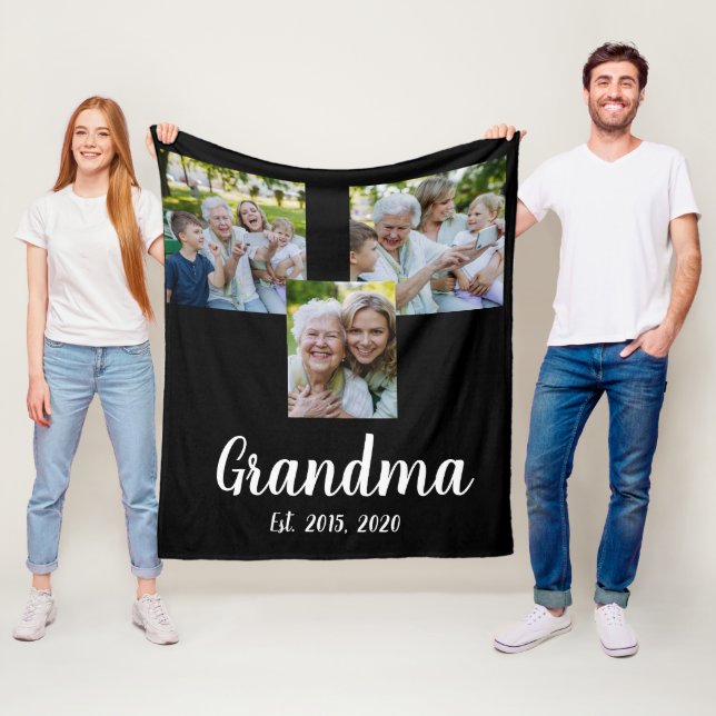 Oma hat modernes Skript Schwarz 3 Foto eingerichte Fleecedecke (Beispiel)