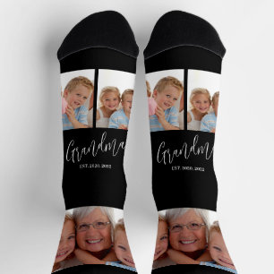 Oma hat modernes Skript Schwarz 3 Foto eingerichte Socken