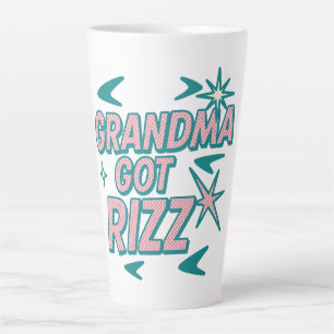 Oma hat Rizz — Atomares Teal‑Pink Pop Milchtasse