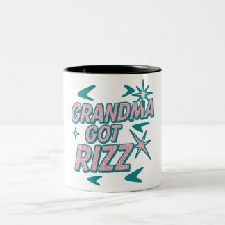 Oma hat Rizz — Atomisches Türkis-Rosa Pop Zweifarbige Tasse