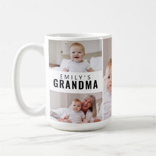 Oma hat Schwarz Weiß 5 Foto-Collage erstellt Kaffeetasse