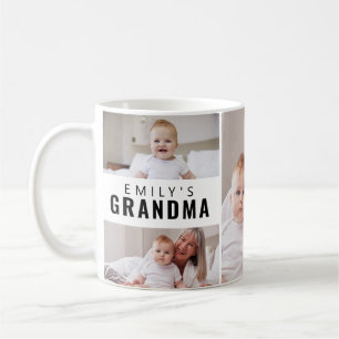 Oma hat Schwarz Weiß 5 Foto-Collage erstellt Kaffeetasse