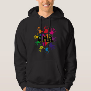 Oma Heart Hand Print Kids Handprint Großmutter Mut Hoodie