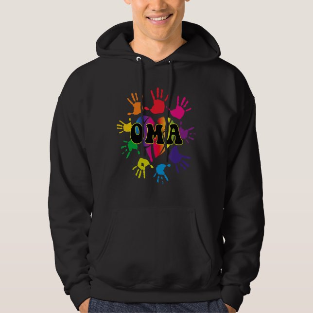 Oma Heart Hand Print Kids Handprint Großmutter Mut Hoodie (Vorderseite)