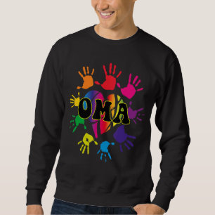 Oma Heart Hand Print Kids Handprint Großmutter Mut Sweatshirt