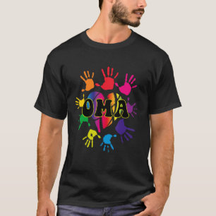 Oma Heart Hand Print Kids Handprint Großmutter Mut T-Shirt