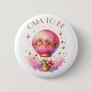Oma Hot Air Balloon Girl's Baby Shower Button