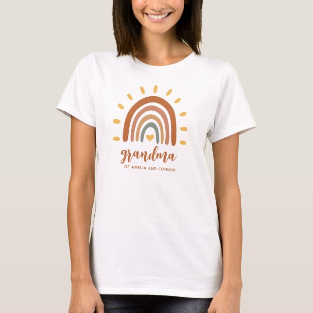 Oma Individuelle Name Boho Earth Tone Rainbow Sun T-Shirt (Vorderseite)