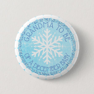Oma ist Blue Winter Dezember Baby Button