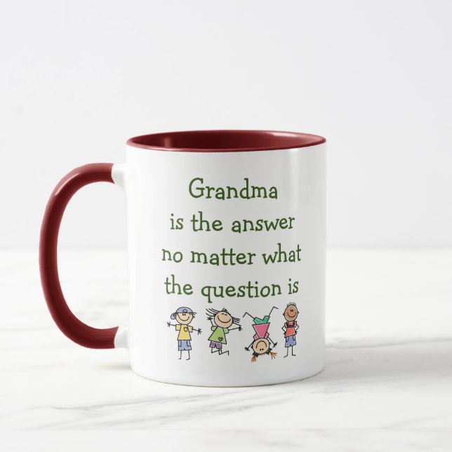 Oma ist die Antwort Spaß Kinder Tasse (Links)