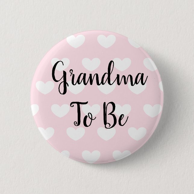 Oma ist die Pink Hearts Baby Dusche Button (Vorderseite)