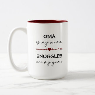 Oma ist mein Name Schnurrbart sind mein Game Foto Zweifarbige Tasse
