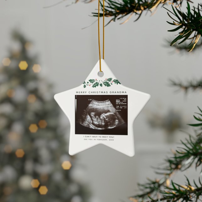 Oma Keepake Weihnachts-Schwangerschaft Ankündigung Keramik Ornament (Pregnancy Announcement Grandma Keepsake Star Ceramic Ornament)