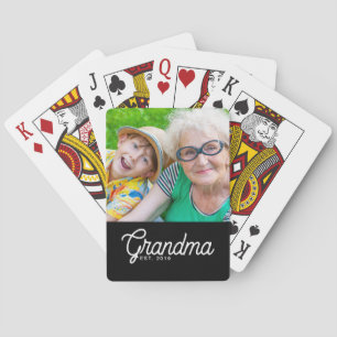 Oma kreierte schwarze moderne Schrift Foto Spielkarten