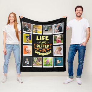 Oma Leben besser mit Großkindern FotoCollage Fleecedecke